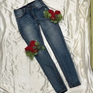 VENUS Blue Skinny Jeans with Red Accents